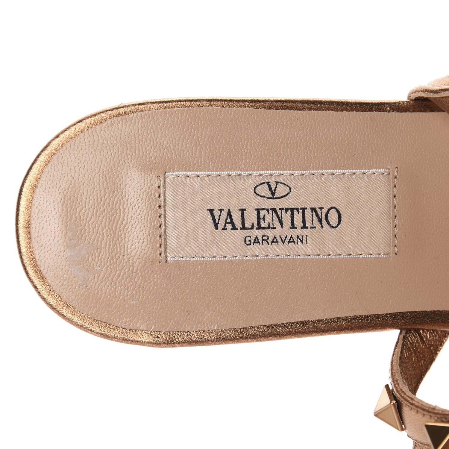 Valentino Garavani Metallic Nappa Rockstud Ankle Wrap Flat Thong Sandals 37 Bronze 7 of 13