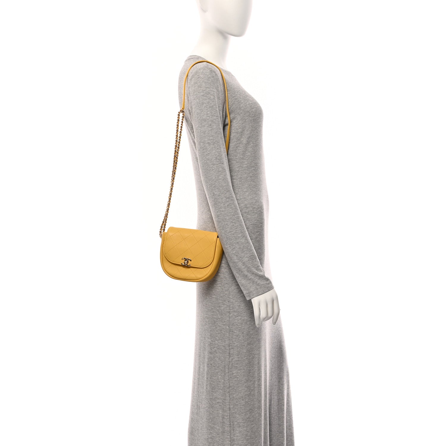 Chanel Goatskin Stitched Casual Trip Messenger Flap Yellow 2 of 10
