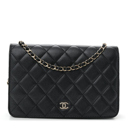 Chanel Iridescent Lambskin Quilted Pearl Wallet On Chain WOC Black 1 of 11