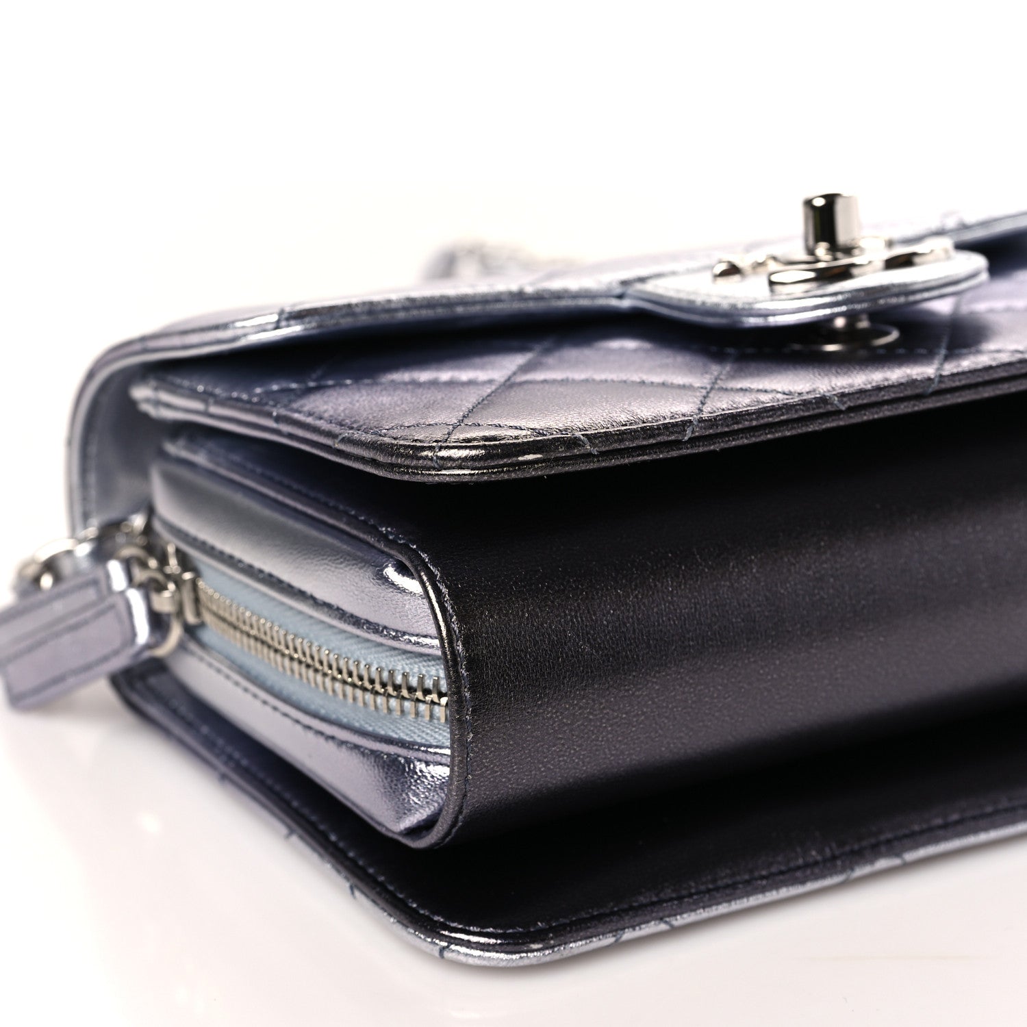 Chanel Metallic Lambskin Like A Wallet Flap Silvery Black 8 of 9