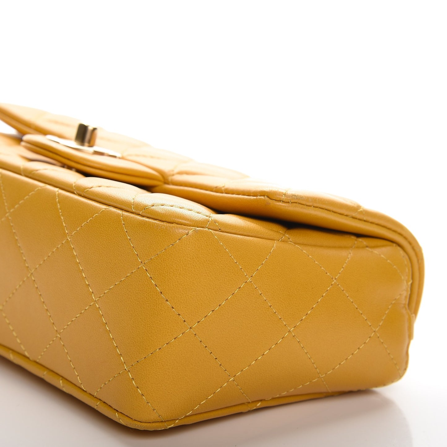 Lambskin Quilted Mini Rectangular Flap Yellow