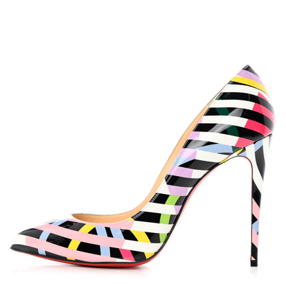 Christian Louboutin Patent Cinestripes Pigalle Follies 100 Pumps 38.5 Multi 1 of 16