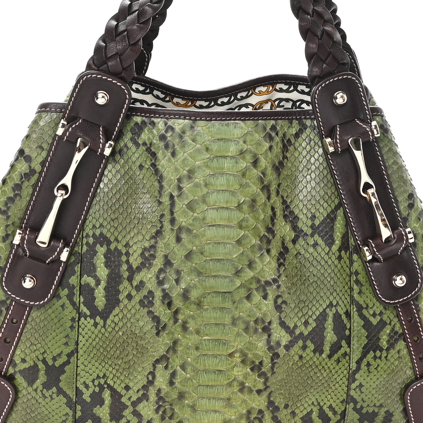 Snakeskin Medium Pelham Tote Green Brown