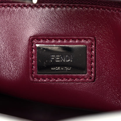 Fendi Vitello Seta Shiny Nappa Pearl Scalloped Studded Floral Embroidered Medium Peekaboo Iconic Satchel Grigio Perla Multicolor 6 of 18