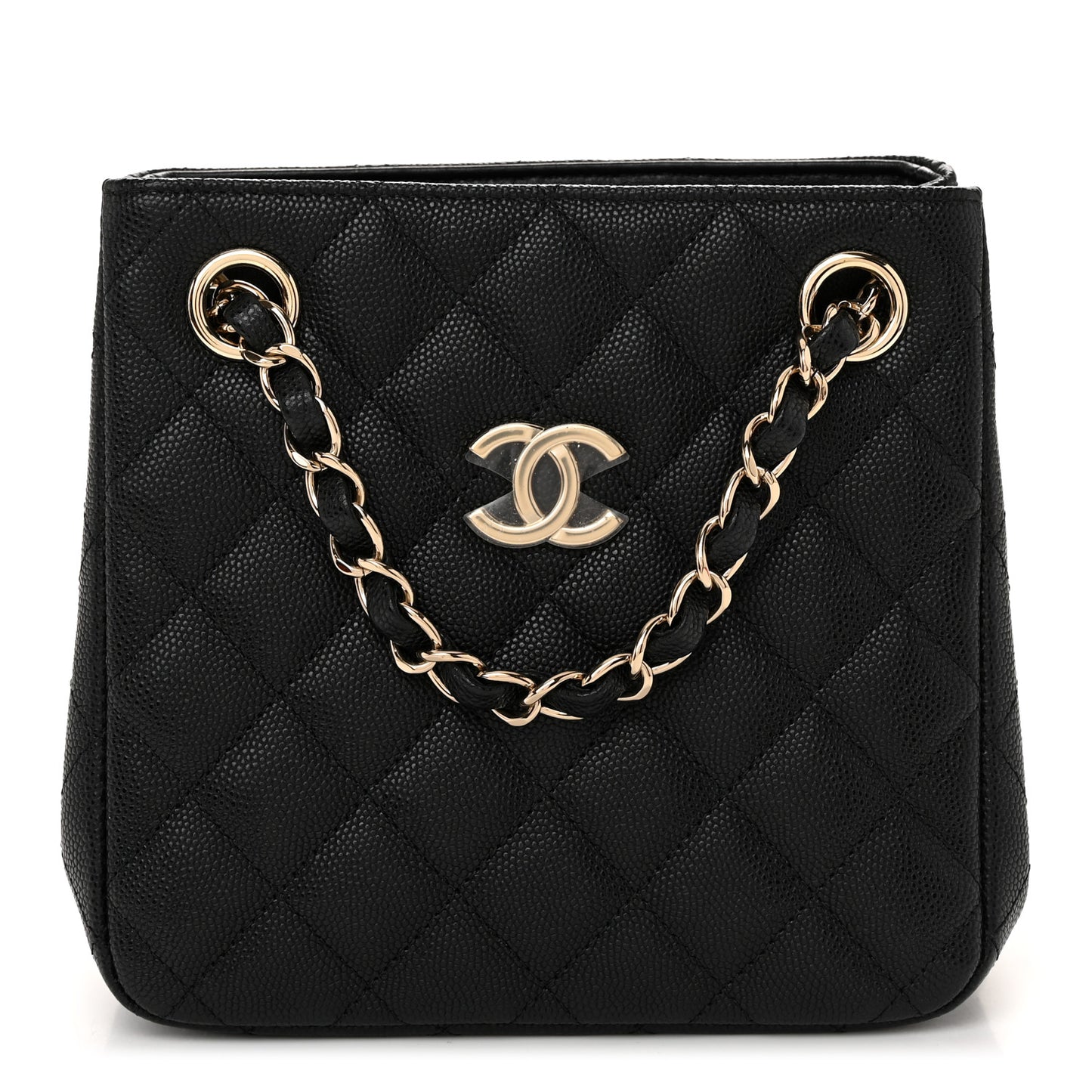 Caviar Quilted Mini Bucket Bag Black