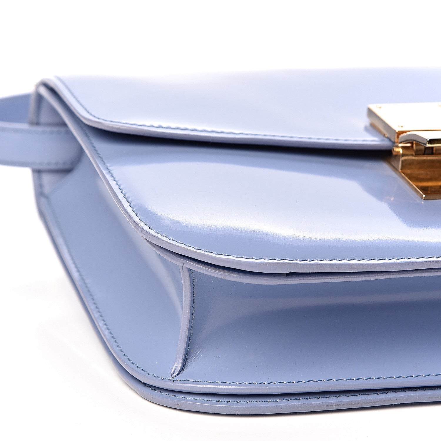 Celine Spazzolato Calfskin Medium Classic Box Flap Bag Porcelain 8 of 12
