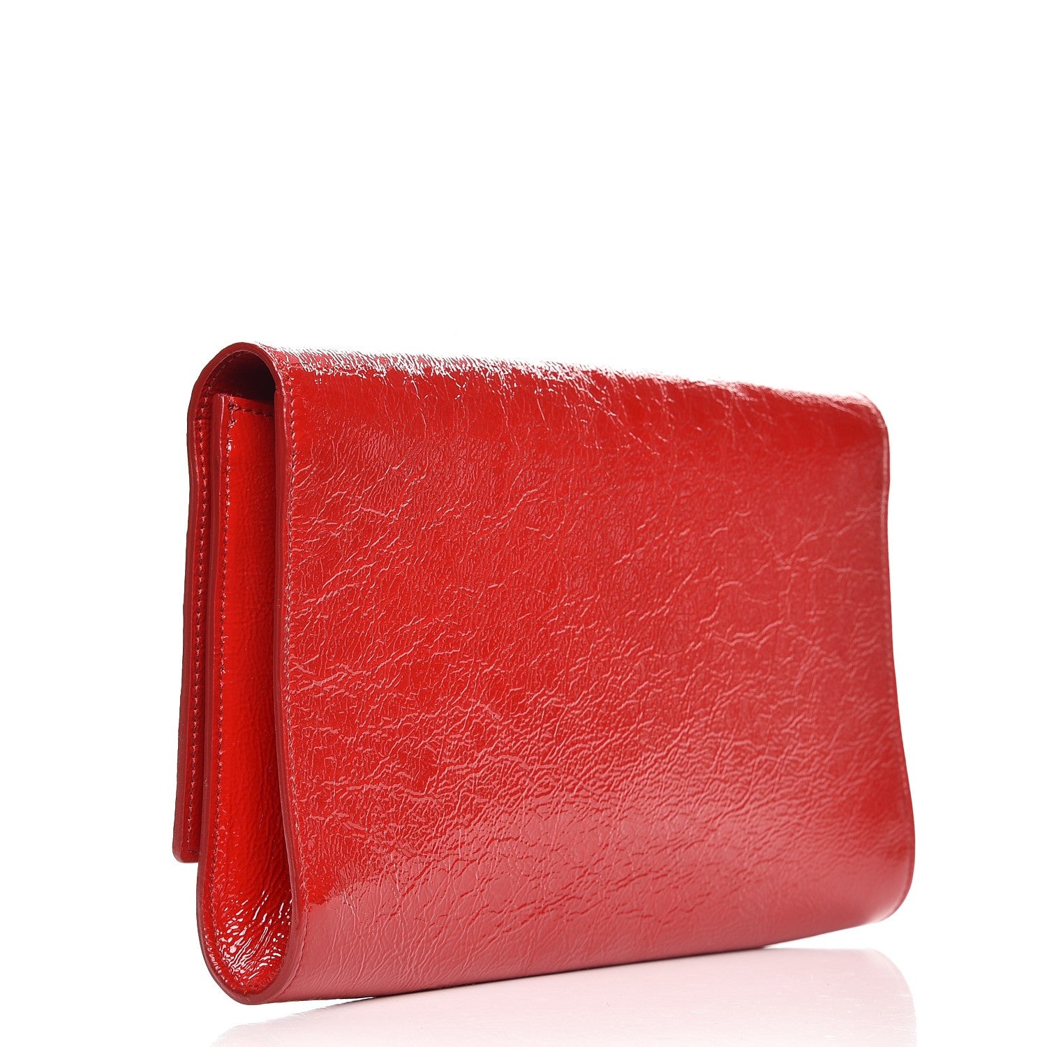 Saint Laurent Textured Patent Monogram Large Belle De Jour Clutch Red 3 of 6