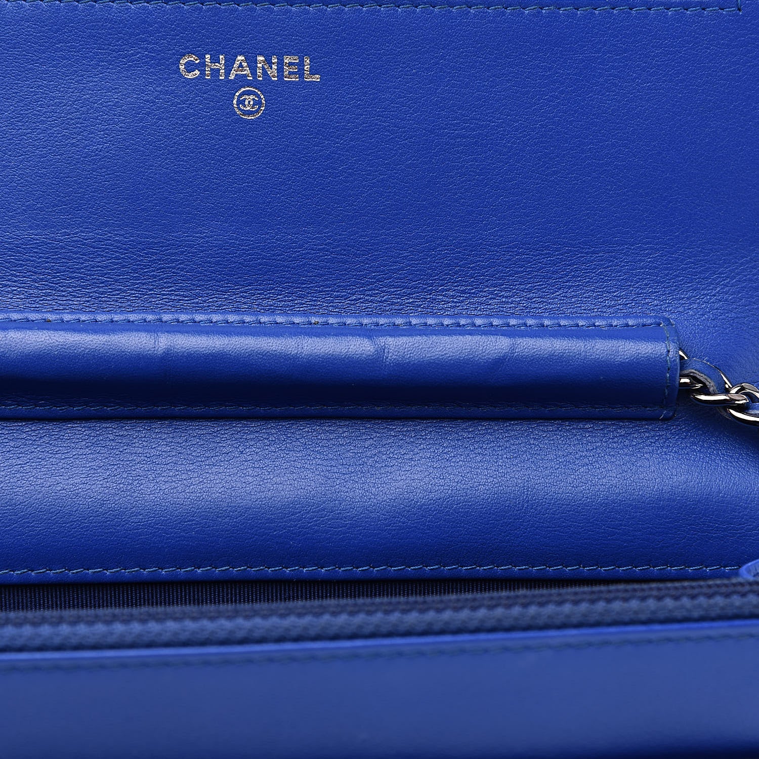 Chanel Patent Quilted Wallet On Chain WOC Dark Blue 6 of 12