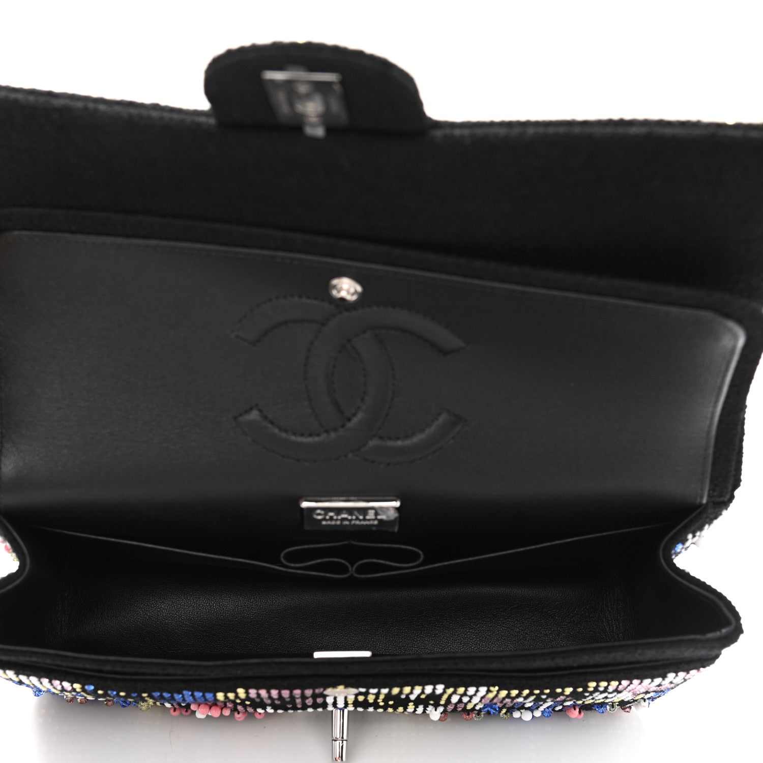 Chanel Crystal Tweed CC Medium Double Flap Black 5 of 10
