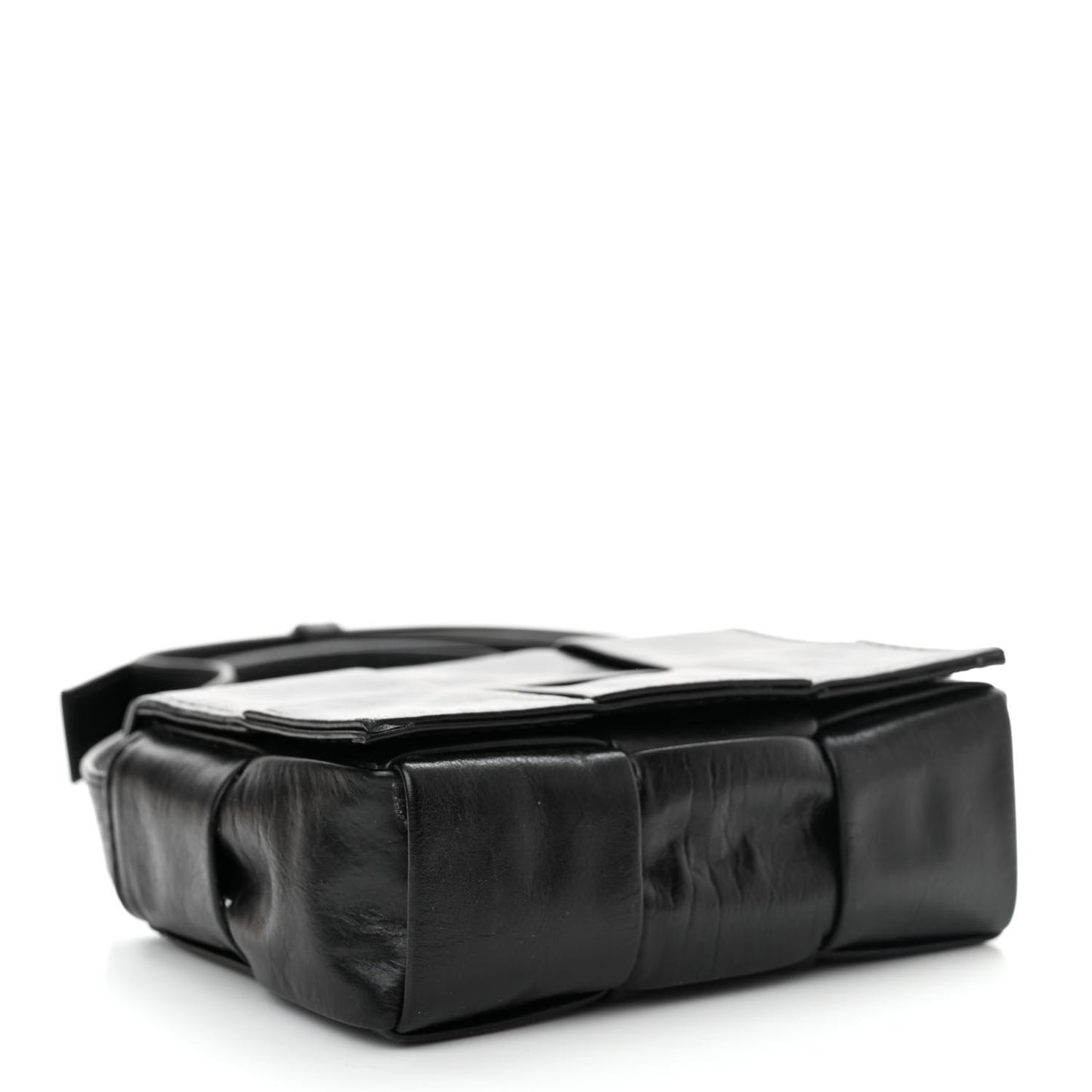 Paper Calfskin Maxi Intreccio Extra Mini Cassette Crossbody Bag Black
