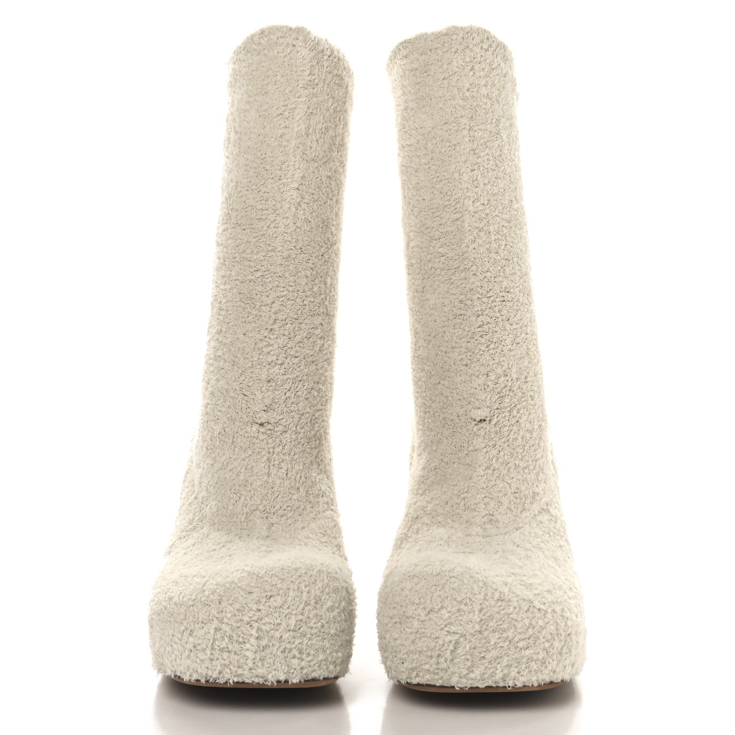 Bottega Veneta Spongy Knit The Bold Mid Calf Boots 37.5 Wax 2 of 7