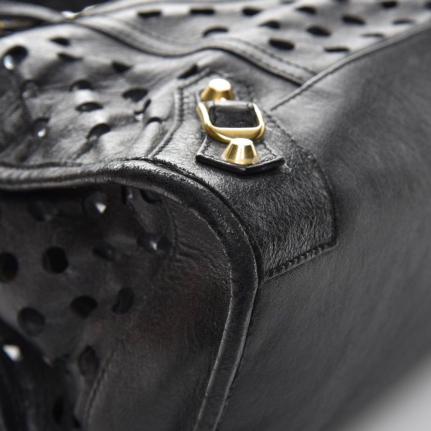Agneau Classic Hardware Perforated Dot City Black