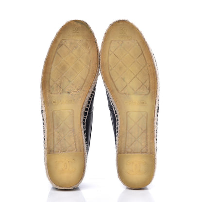 Chanel Lambskin CC Espadrilles 39 Navy Black 5 of 10