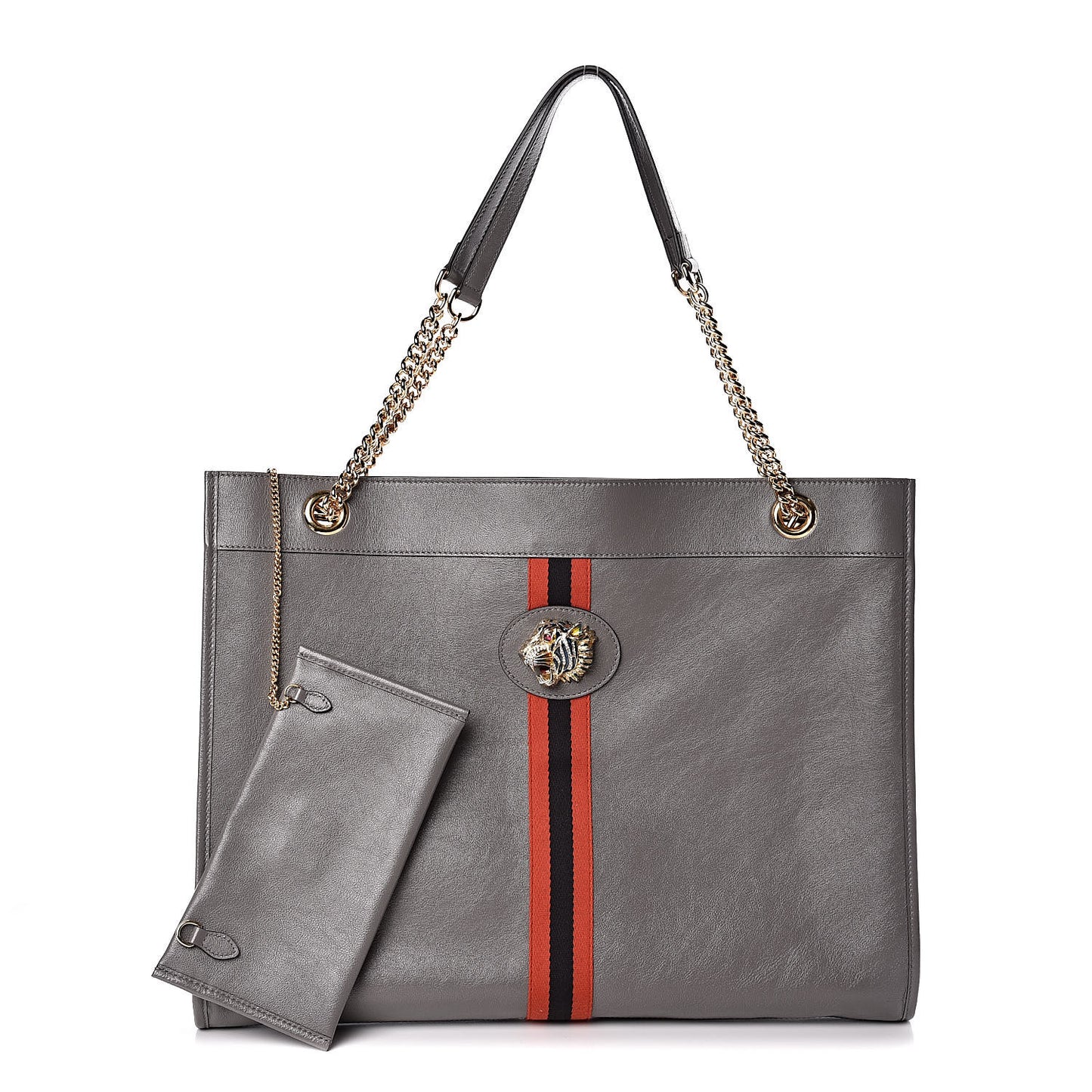 Calfskin Large Rajah Chain Tote Grey