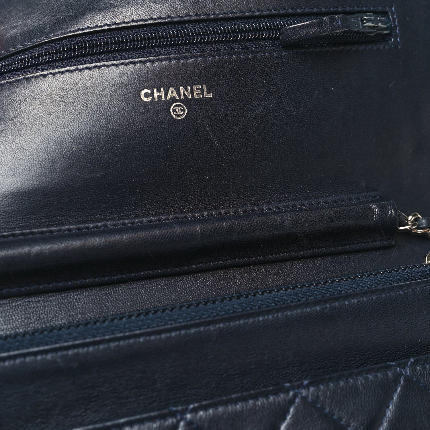 Chanel Lambskin Quilted Wallet On Chain WOC Navy Blue 11 of 11