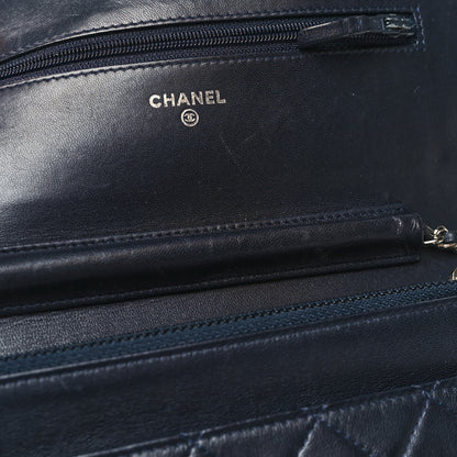Chanel Lambskin Quilted Wallet On Chain WOC Navy Blue 11 of 11