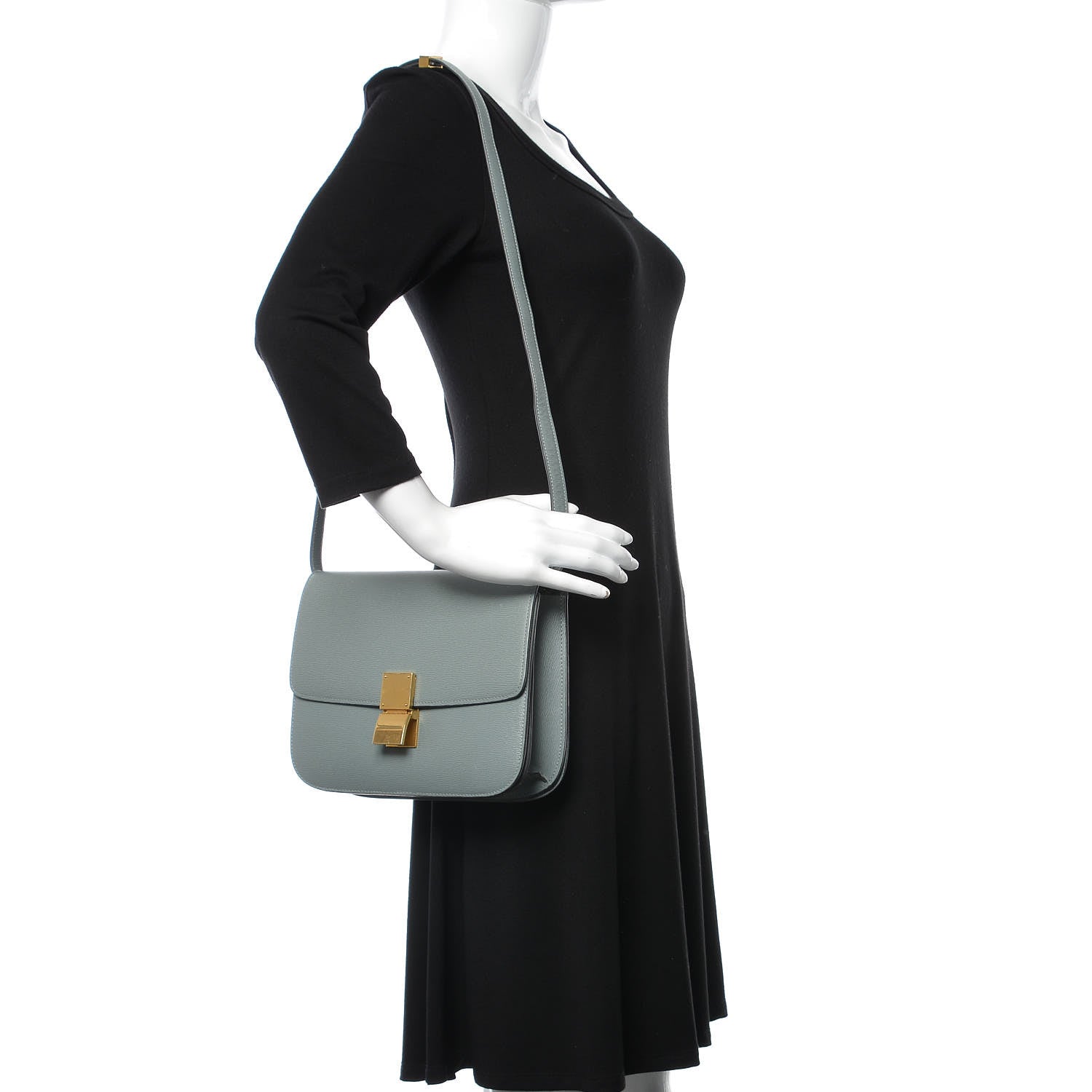 Celine Liege Calfskin Medium Classic Box Flap Bag Storm 2 of 10