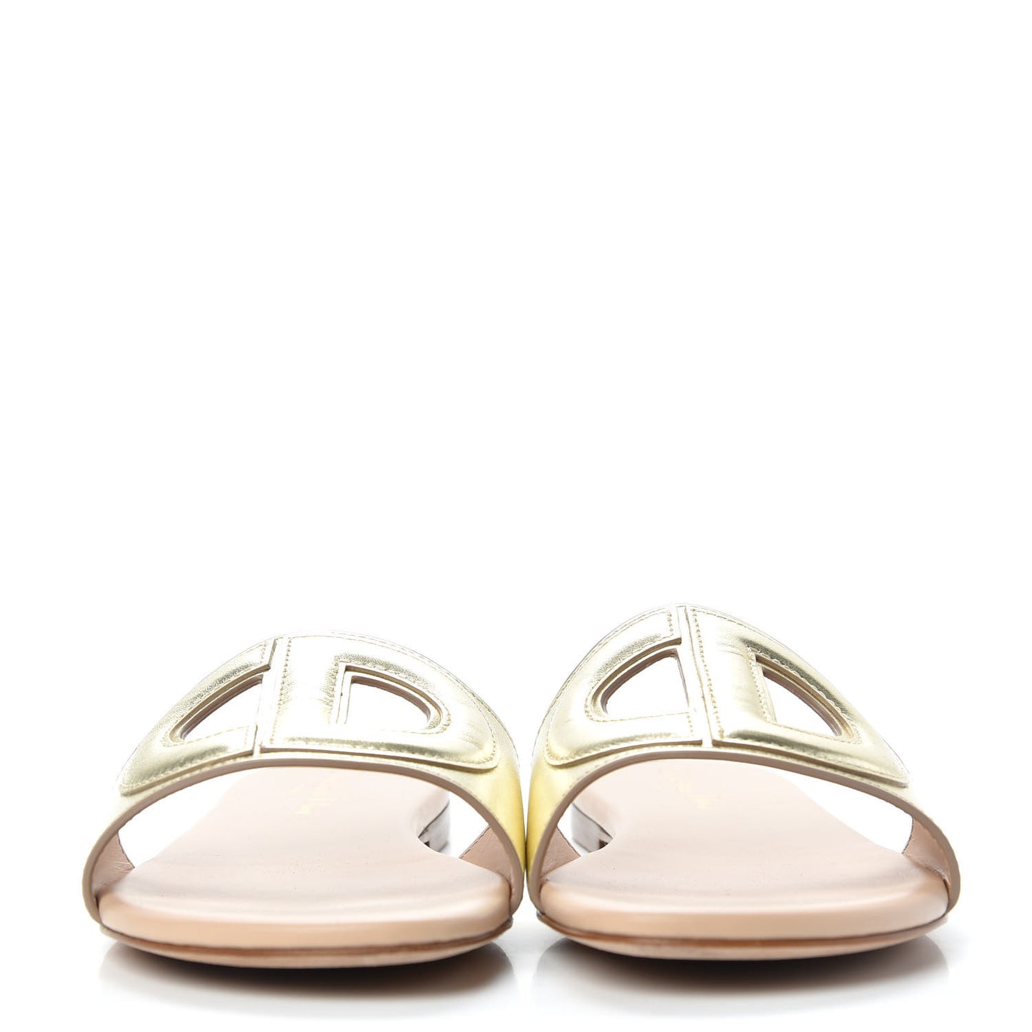Metallic Calfskin D-Club Mule Sandal 37 Light Gold