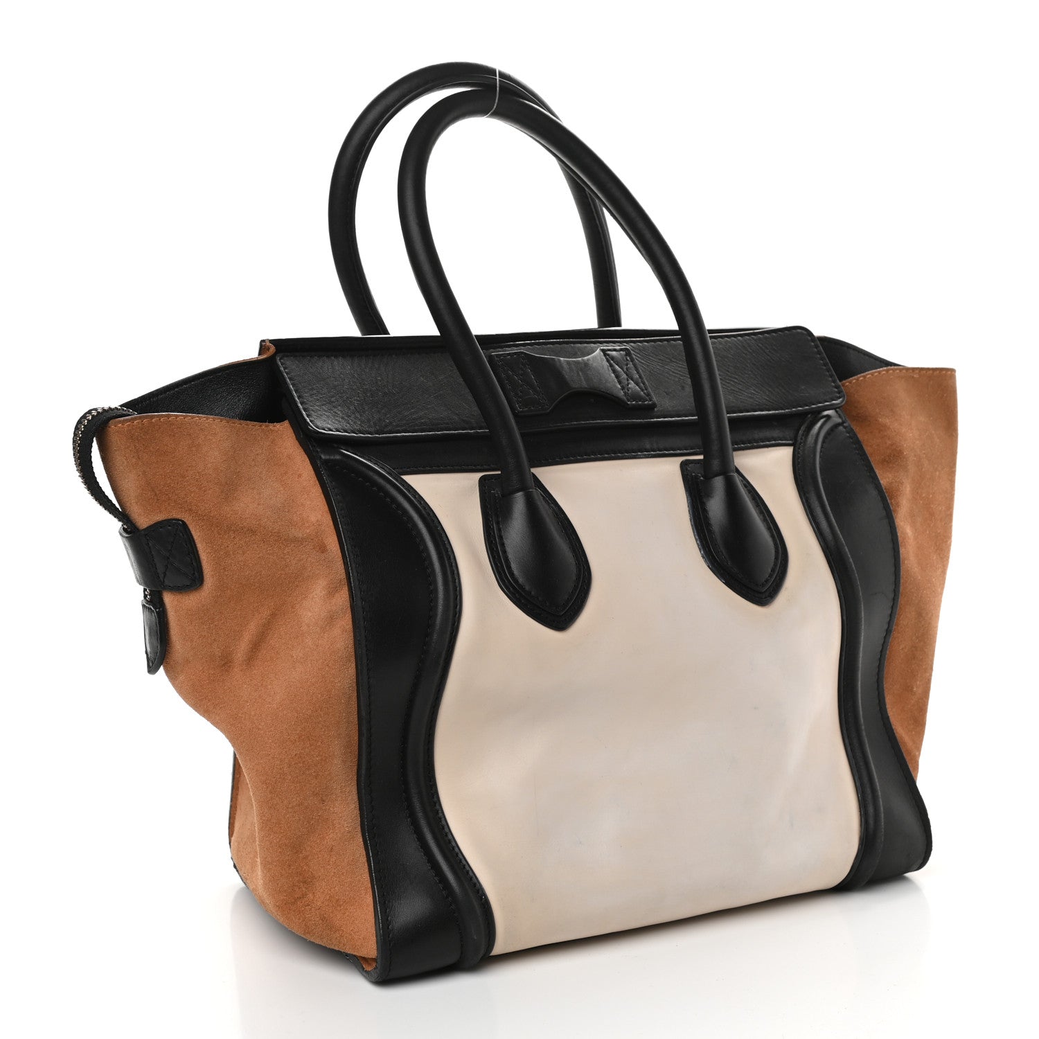 Celine Smooth Calfskin Suede Micro Tri-Color Luggage White 3 of 12