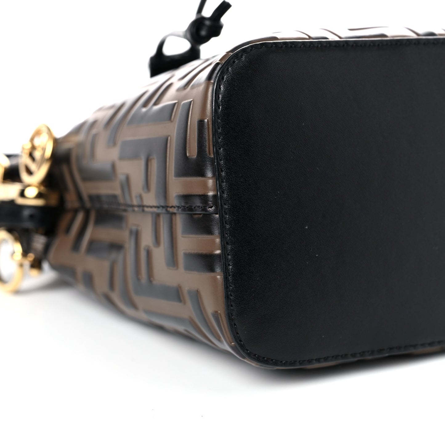 Vitello Liberty F is Fendi Bi-Color FF 1974 Embossed Mini Mon Tresor Bucket Bag Maya Black