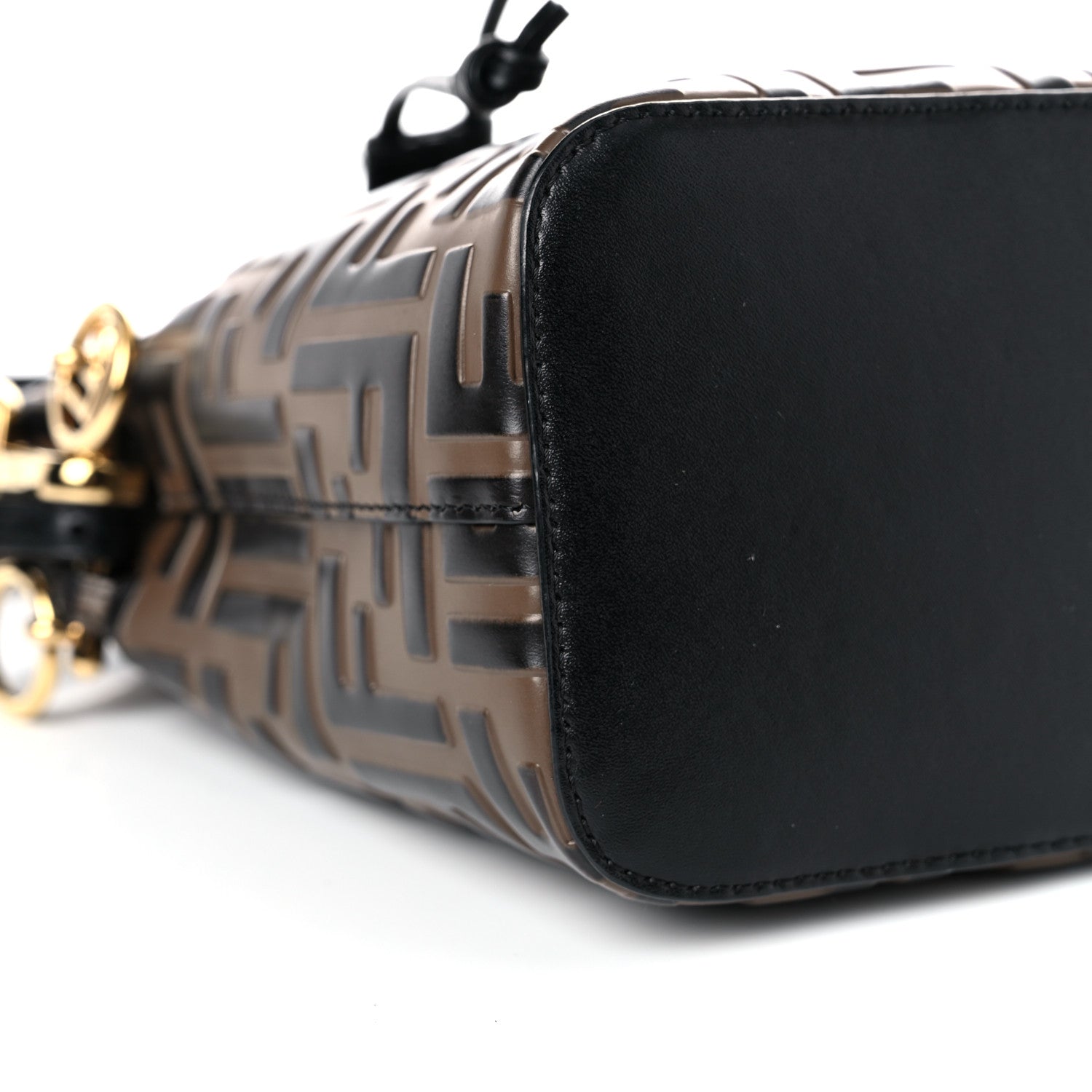 Fendi Vitello Liberty F is Fendi Bi-Color FF 1974 Embossed Mini Mon Tresor Bucket Bag Maya Black 9 of 13