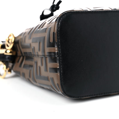 Fendi Vitello Liberty F is Fendi Bi-Color FF 1974 Embossed Mini Mon Tresor Bucket Bag Maya Black 9 of 13