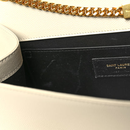 Saint Laurent Grain De Poudre Medium Classic Monogram Kate Satchel Dove White 9 of 9
