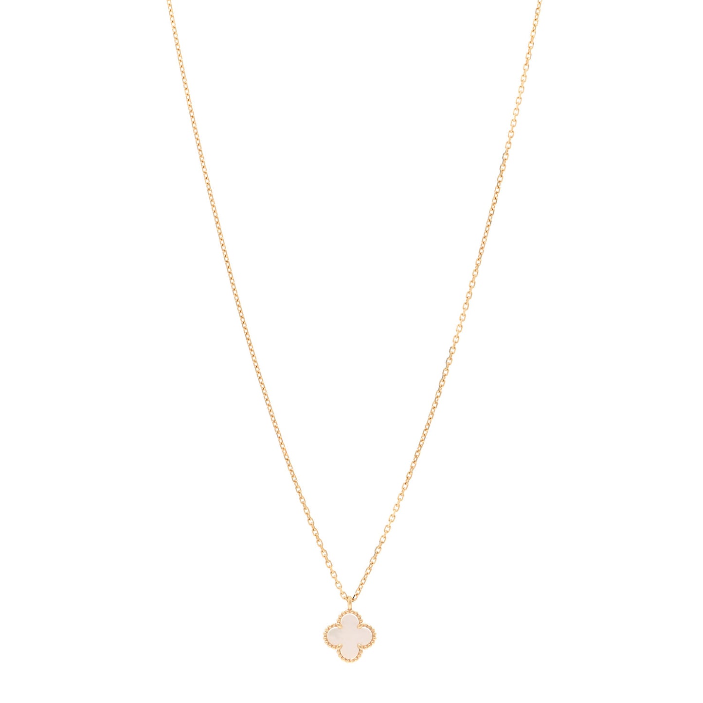 18K Yellow Gold Mother of Pearl Sweet Alhambra Pendant Necklace