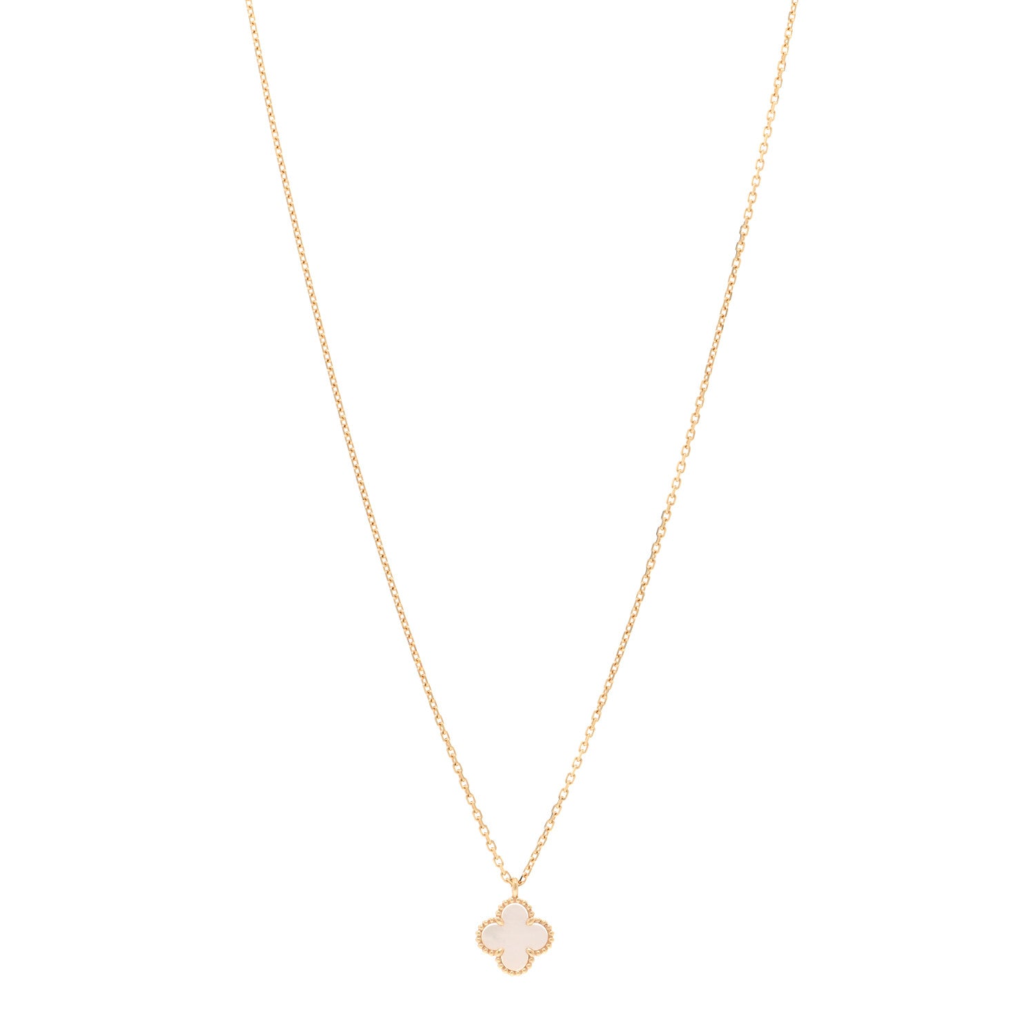 Van Cleef & Arpels 18K Yellow Gold Mother of Pearl Sweet Alhambra Pendant Necklace 1 of 6