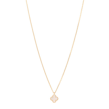 Van Cleef & Arpels 18K Yellow Gold Mother of Pearl Sweet Alhambra Pendant Necklace 1 of 6