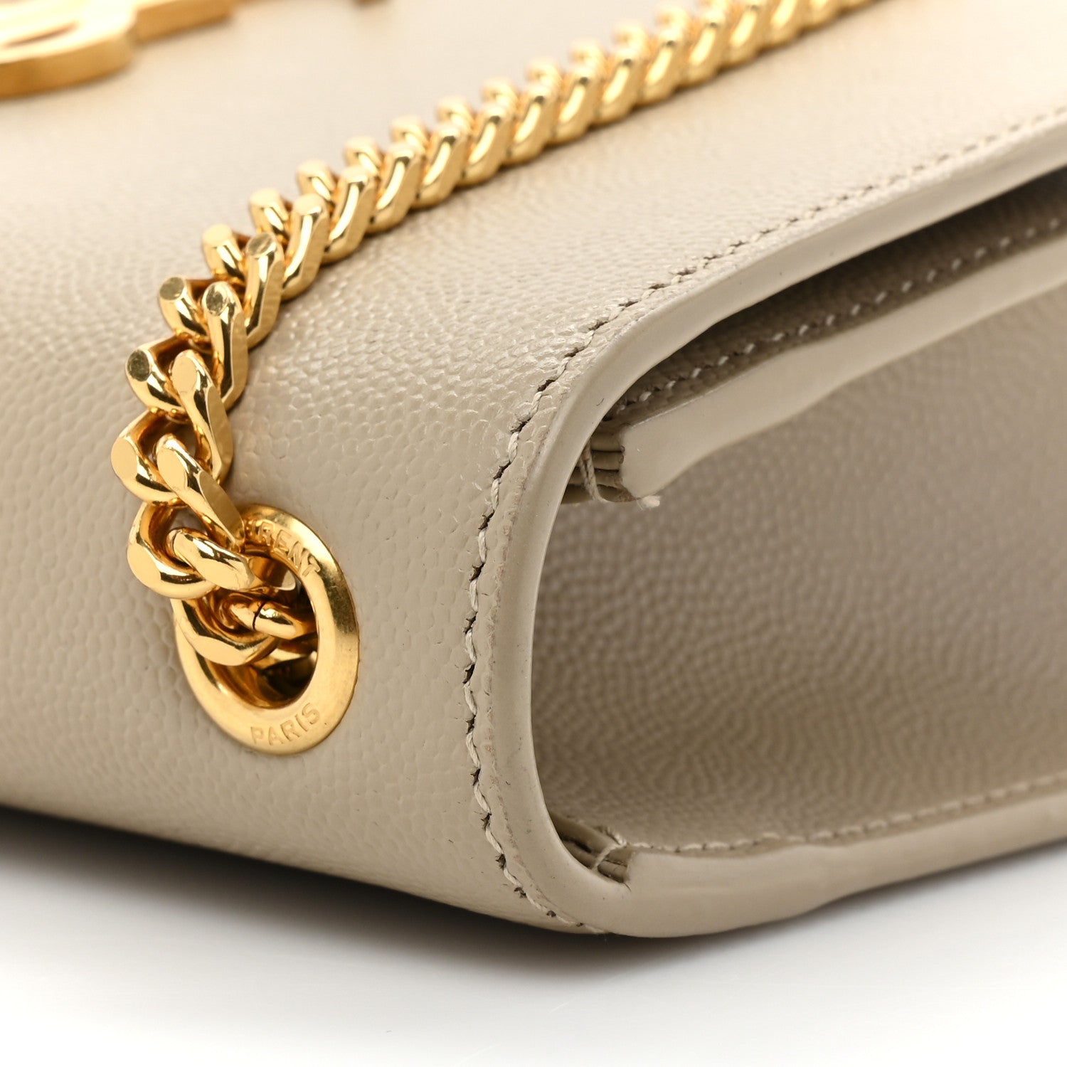 Saint Laurent Grain De Poudre Small Monogram Kate Satchel Dark Beige 14 of 15
