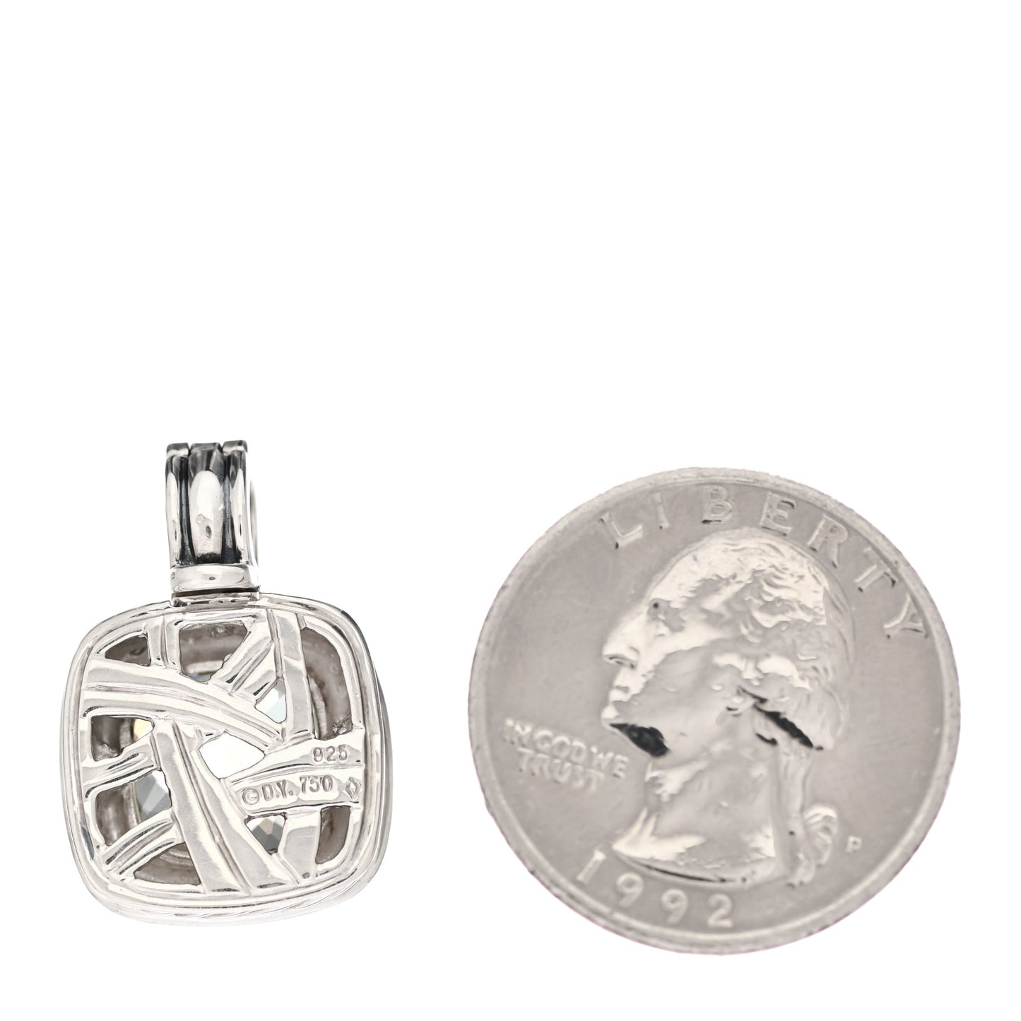 Sterling Silver Diamond Prasiolite 11mm Albion Enhancer Pendant