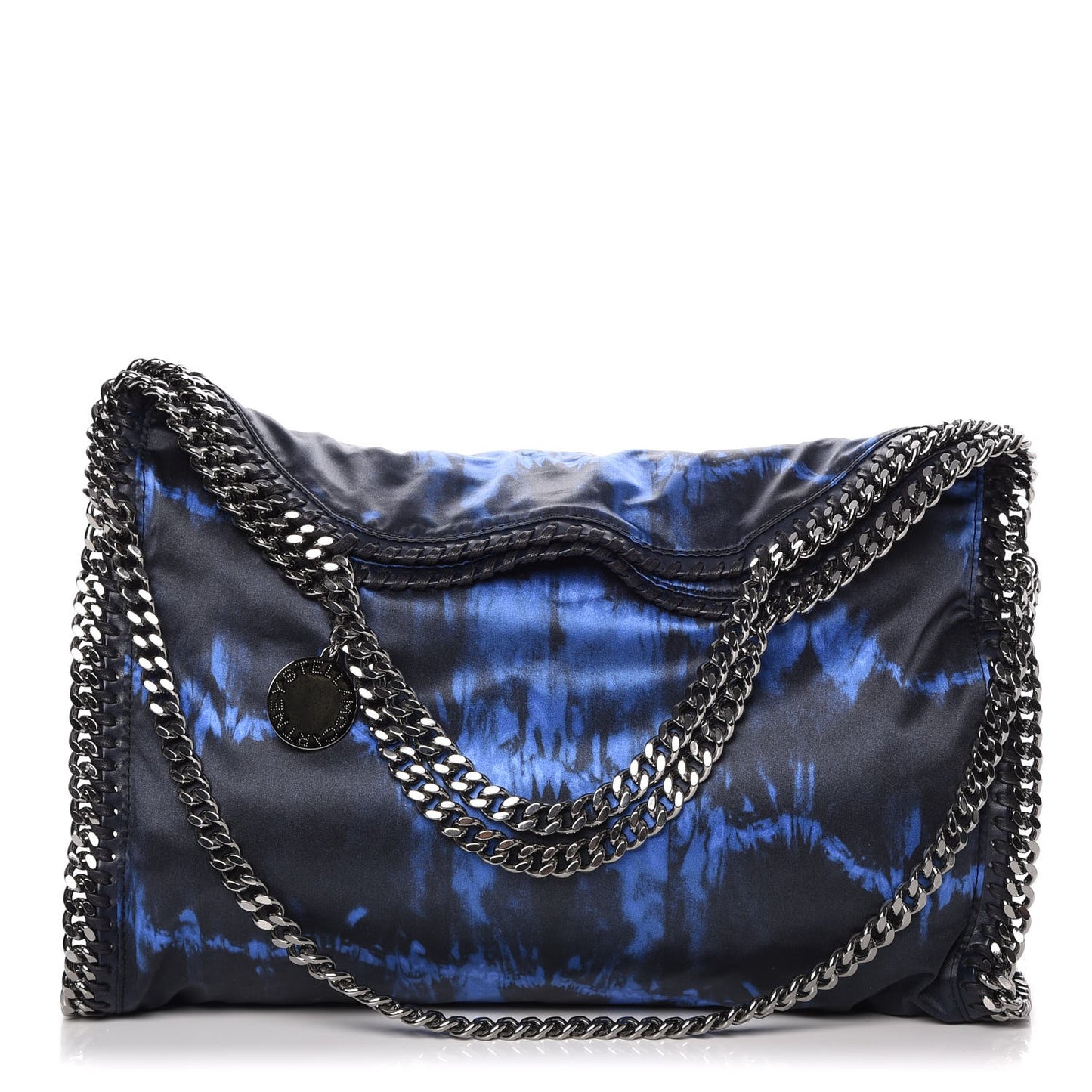 Tie Dyed Satin Falabella Fold Over Tote Cerulean