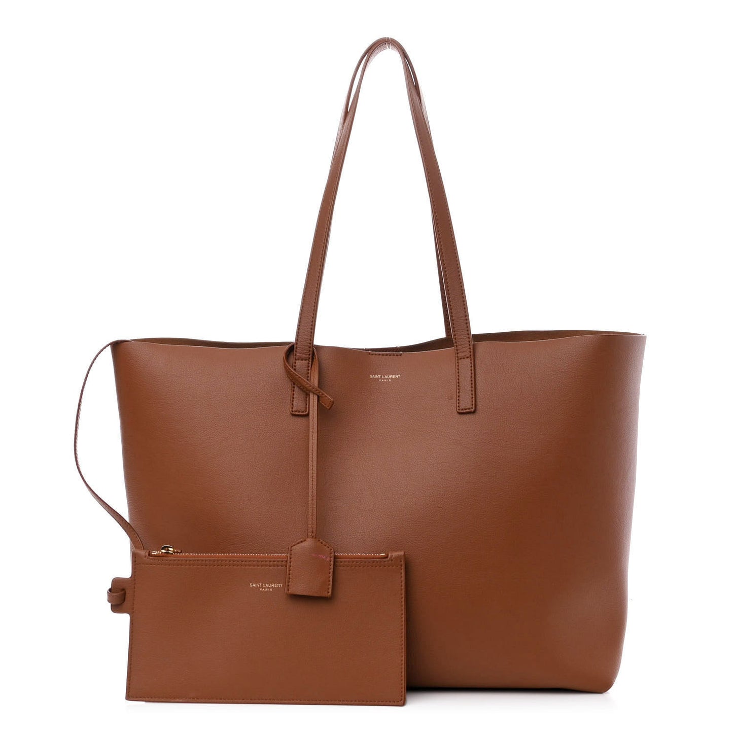 Calfskin Large Shopping Tote Dark Tan