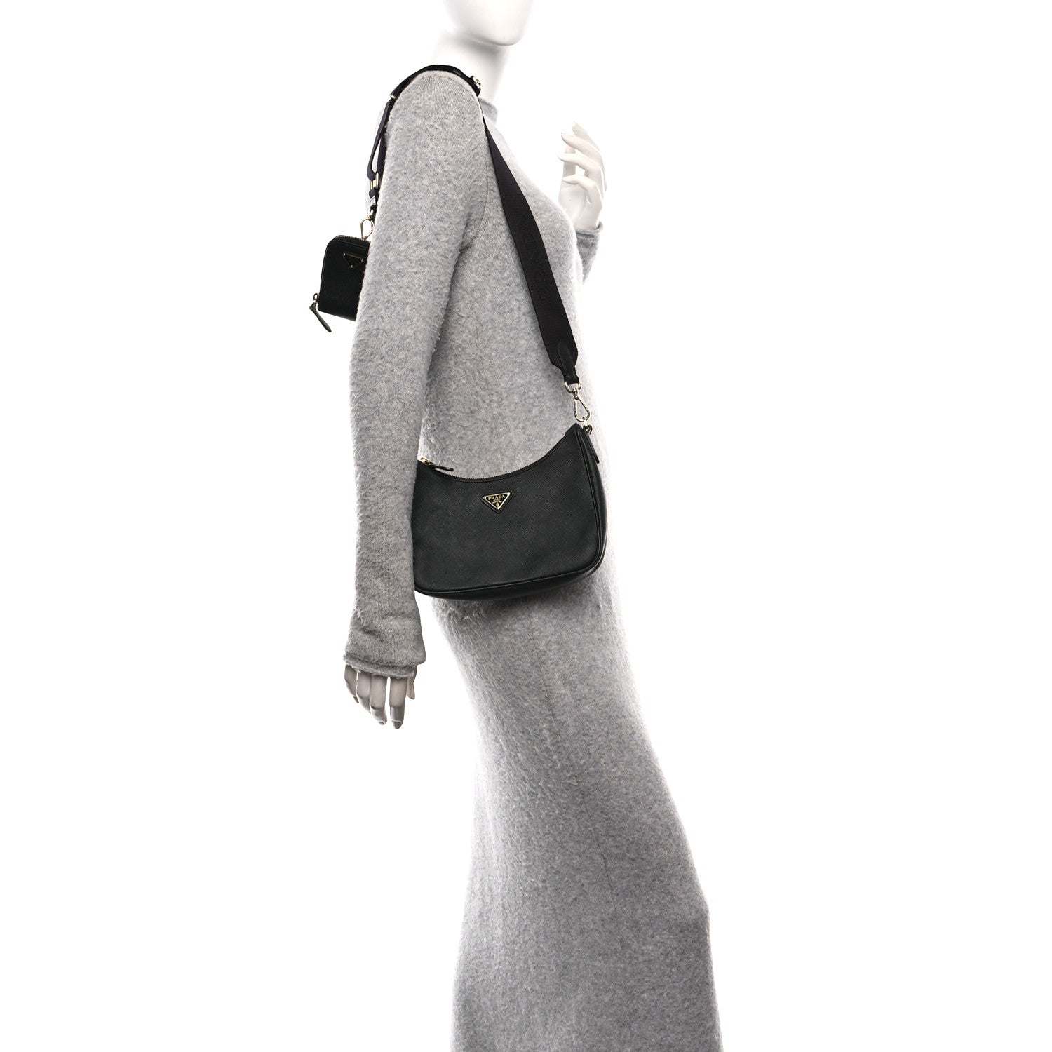 Prada Saffiano Lux Re-Edition 2005 Shoulder Bag Black 2 of 14