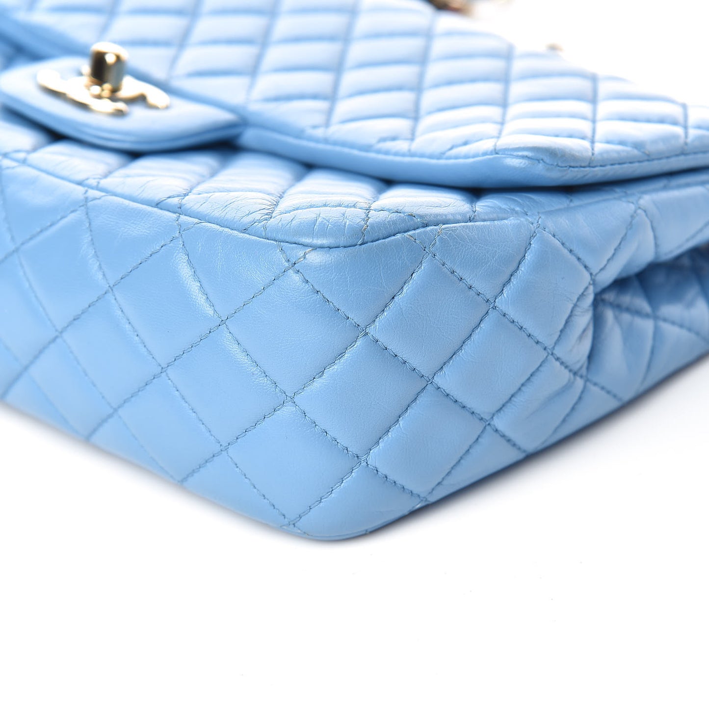 Lambskin Valentine Charms Medium Flap Baby Blue