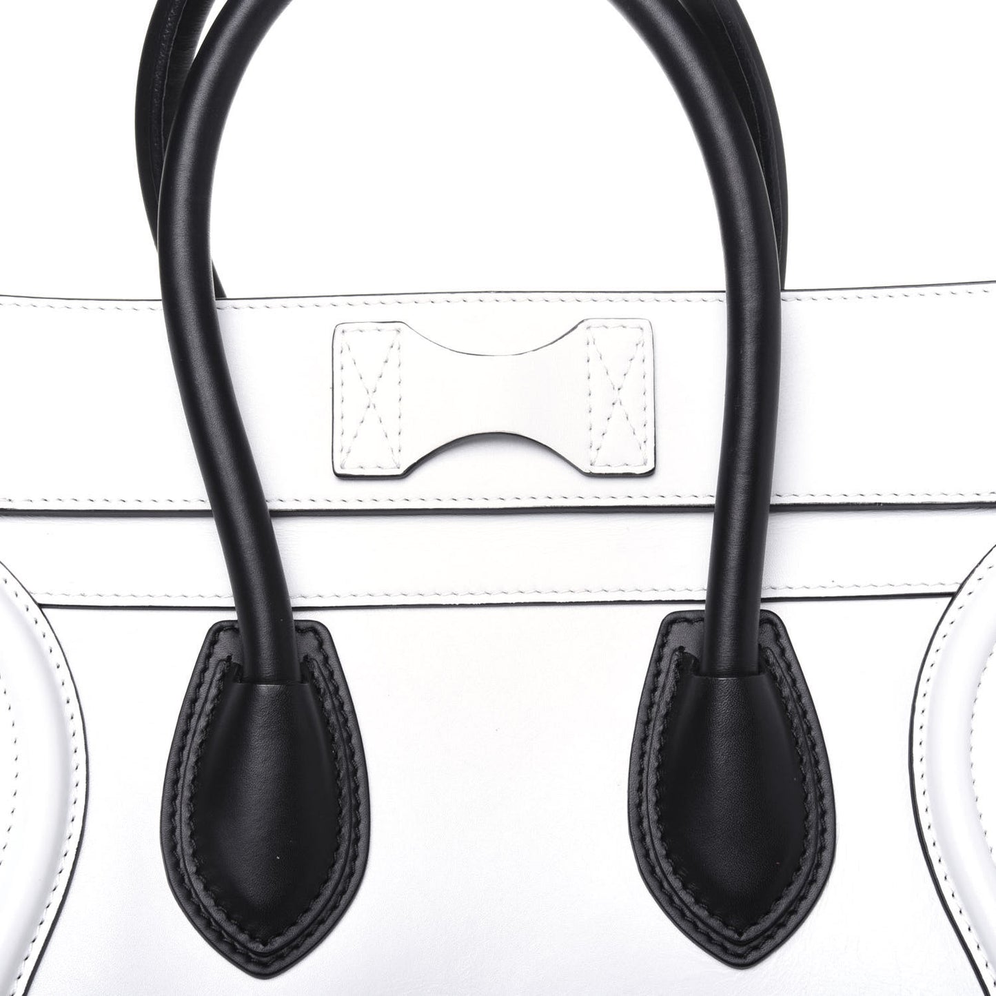 Satin Calfskin Mini Bi-Color Luggage White Black