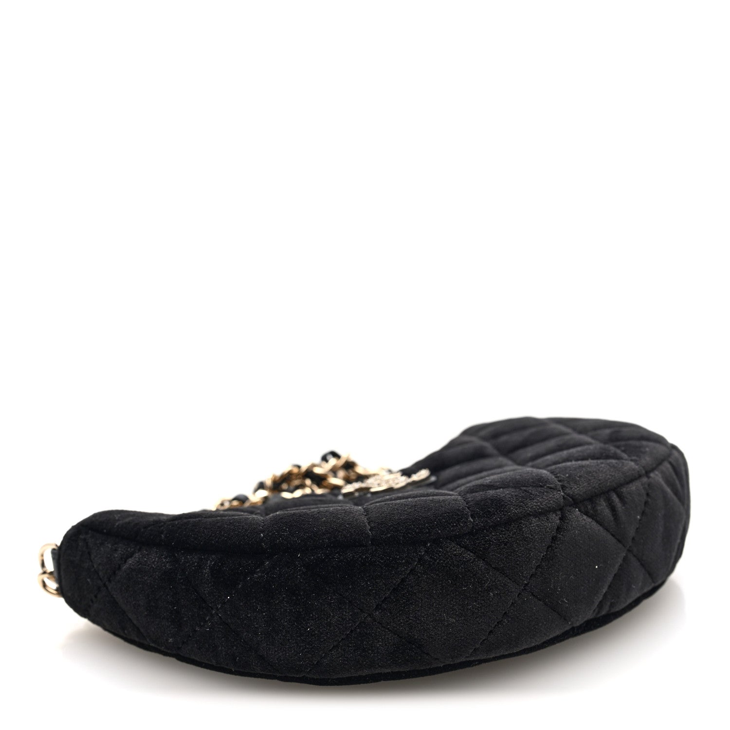 Chanel Velvet Crystal Quilted Chain Hobo Black 4 of 11