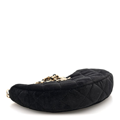 Chanel Velvet Crystal Quilted Chain Hobo Black 4 of 11