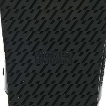 Hermes Veau Indios Woolskin Mens Chypre Sandals 42 Black Ecru 9 of 9