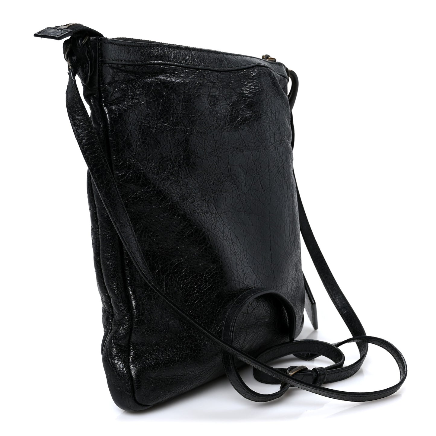 Agneau Classic Hardware Flat Crossbody Black