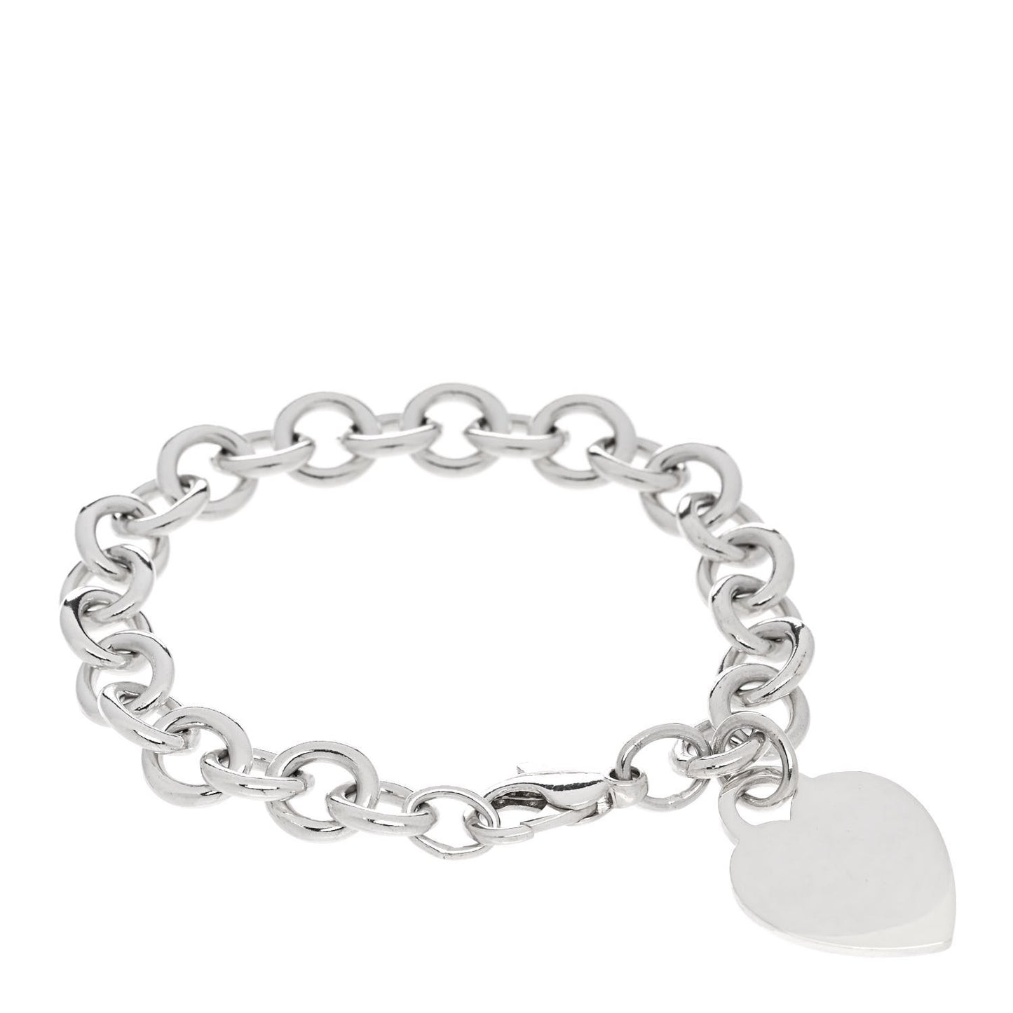 Sterling Silver Heart Tag Charm Bracelet