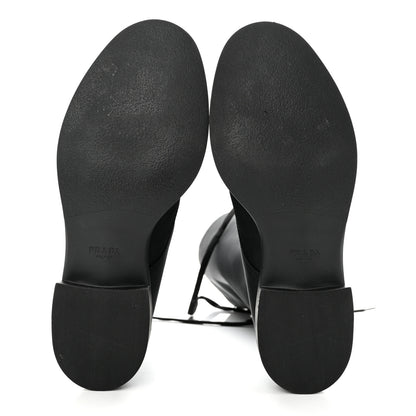 Prada Re-Nylon Spazzolato Rois Metal Triangle Logo Tall 50mm Combat Boots 40.5 Black 5 of 8