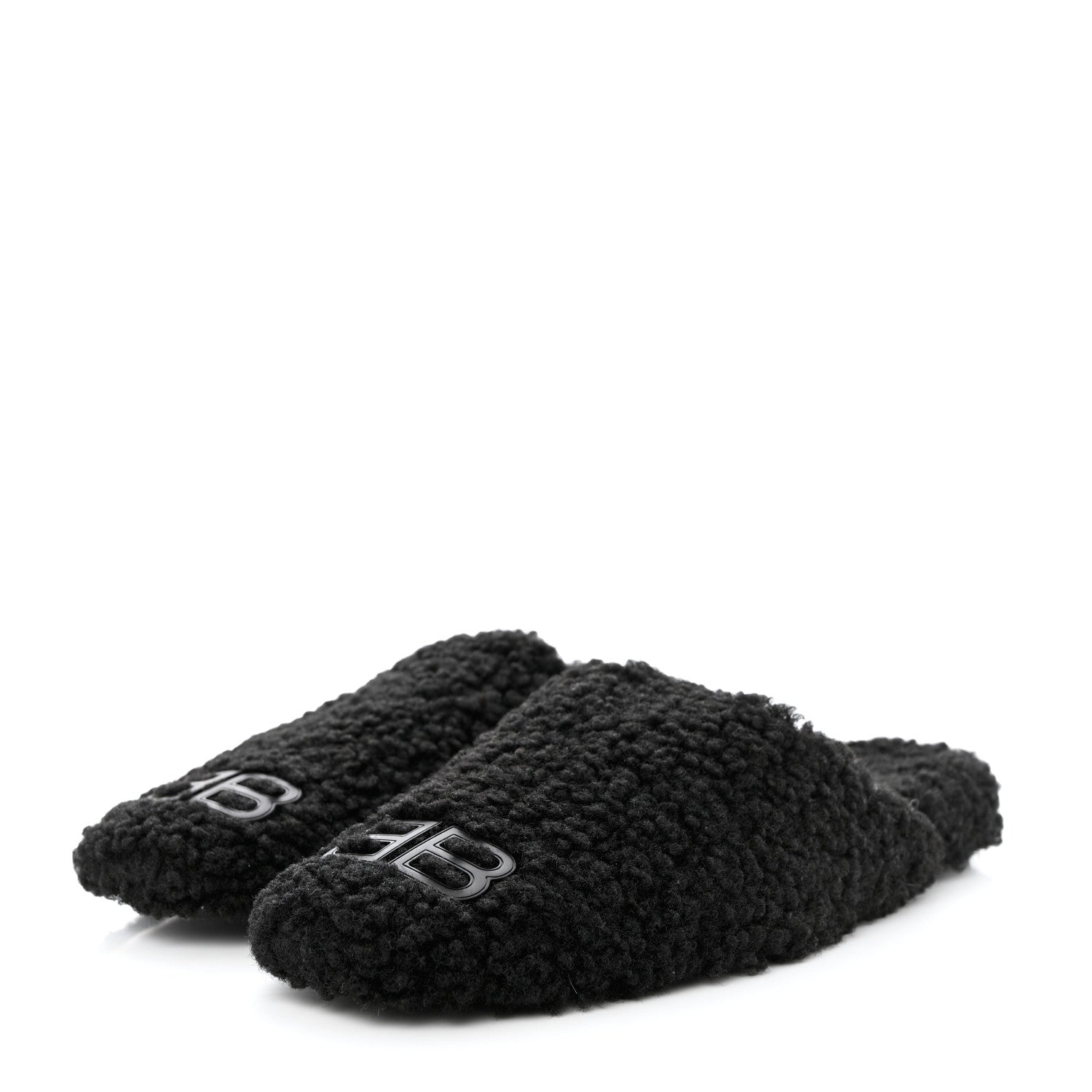 Balenciaga Faux Shearling Cosy BB Mules 37 Black 3 of 9
