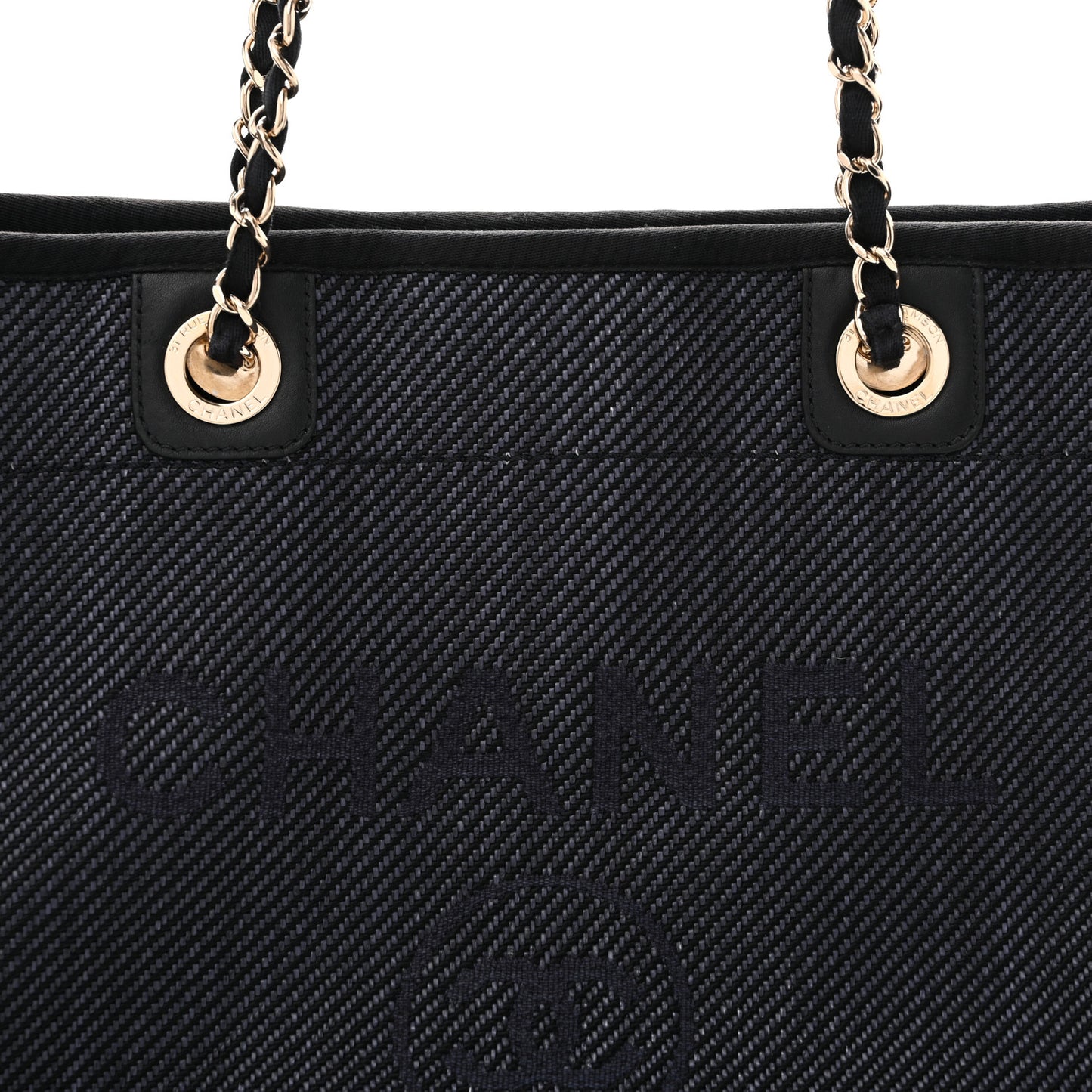 Mixed Fibers Calfskin Small Deauville Tote Black