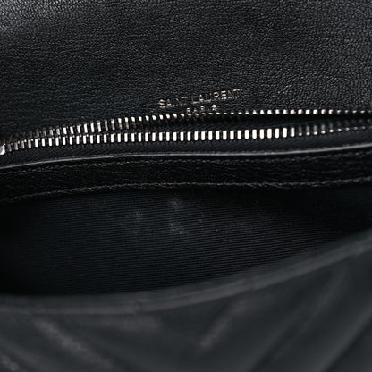 Saint Laurent Sheepskin Matelasse Chevron Monogram Medium College Bag Black 6 of 8
