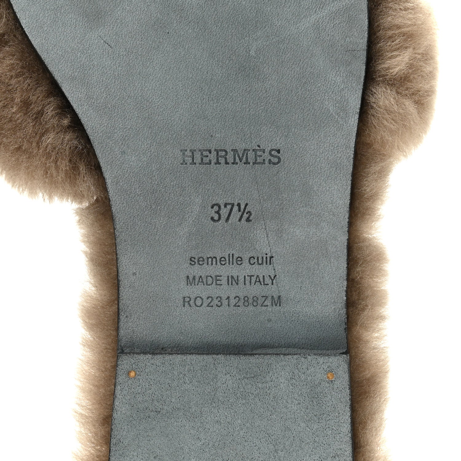 Hermes Woolskin Oran Sandals 37.5 Etoupe 8 of 8