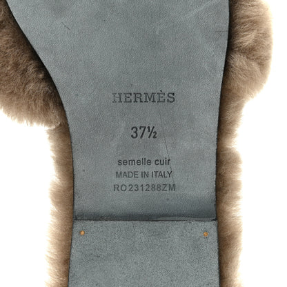 Hermes Woolskin Oran Sandals 37.5 Etoupe 8 of 8