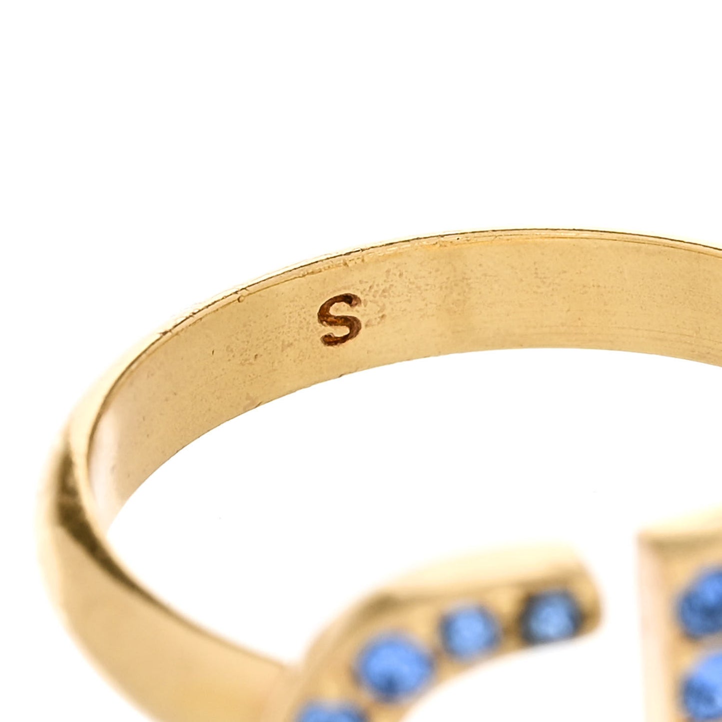 Metal Crystal CD Ring S Gold Blue