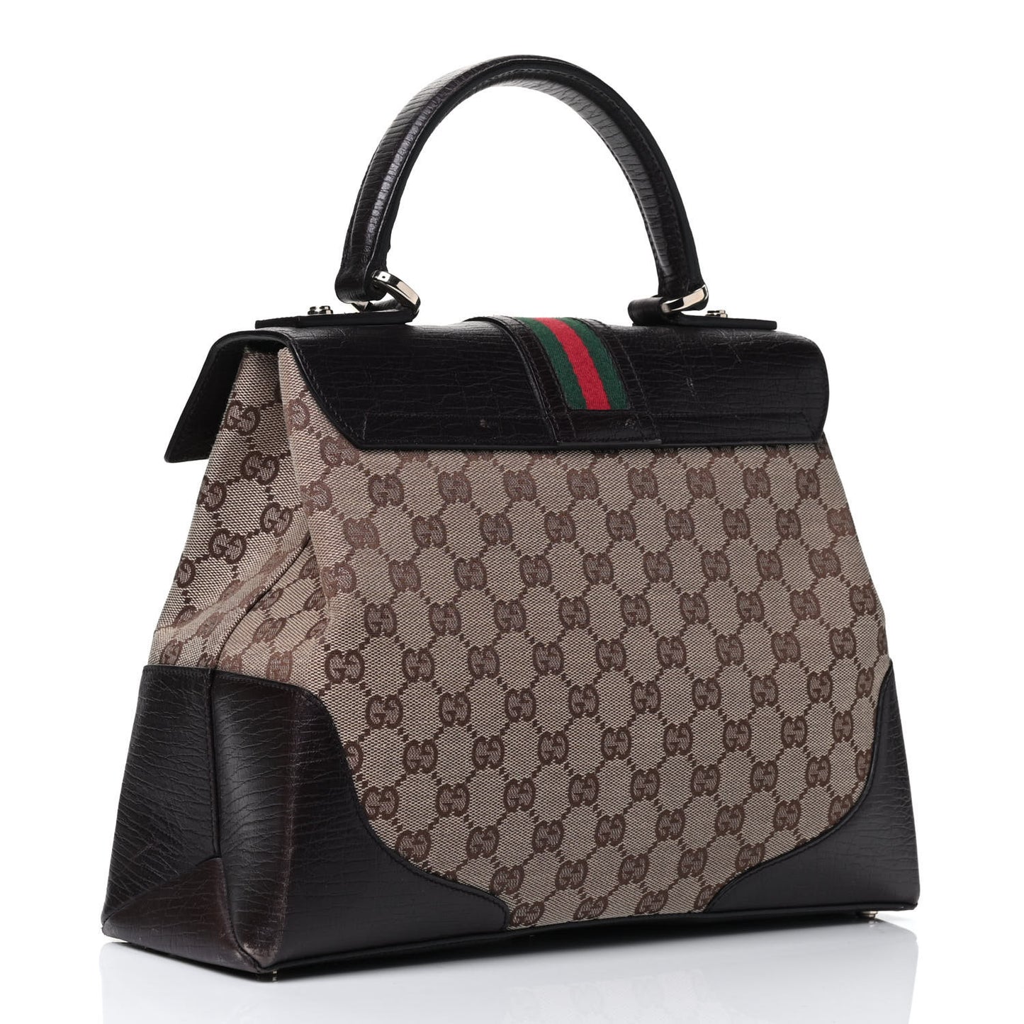 Monogram Web Top Handle Bag Dark Brown